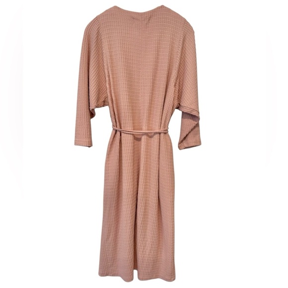 Mara Hoffman Tiffany Dress Pink Organic Cotton Belted Wrap Midi Oversized XS - Picture 4 of 10